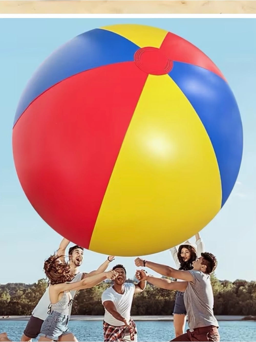 NEW Giant Multicolor Beach Ball - Red, Blue & Yellow (air hand pump)